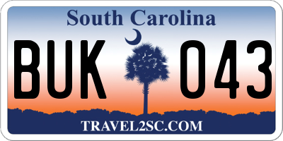 SC license plate BUK043