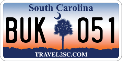 SC license plate BUK051