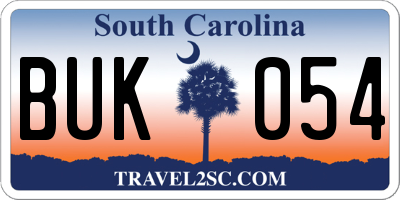 SC license plate BUK054