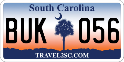 SC license plate BUK056