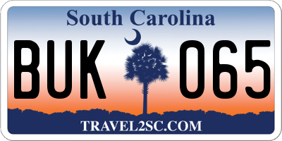 SC license plate BUK065