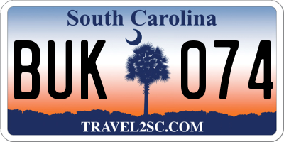 SC license plate BUK074