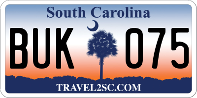 SC license plate BUK075