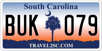 SC license plate BUK079