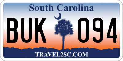 SC license plate BUK094