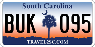 SC license plate BUK095