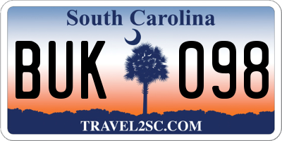 SC license plate BUK098