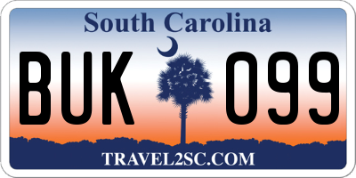 SC license plate BUK099
