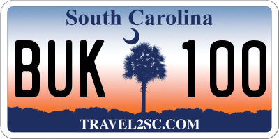 SC license plate BUK100
