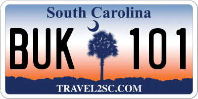 SC license plate BUK101