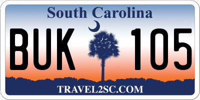 SC license plate BUK105