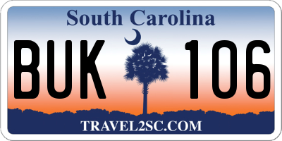 SC license plate BUK106