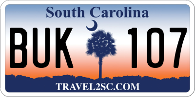 SC license plate BUK107