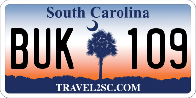 SC license plate BUK109
