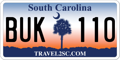 SC license plate BUK110