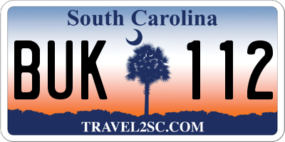 SC license plate BUK112