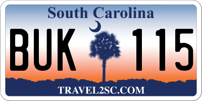 SC license plate BUK115