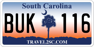 SC license plate BUK116