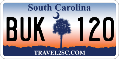 SC license plate BUK120