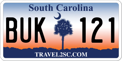 SC license plate BUK121