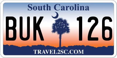 SC license plate BUK126