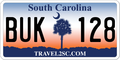 SC license plate BUK128