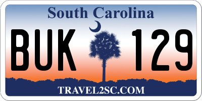 SC license plate BUK129