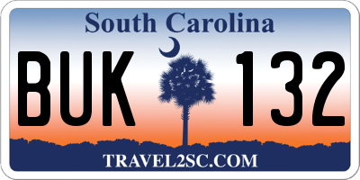 SC license plate BUK132