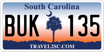 SC license plate BUK135