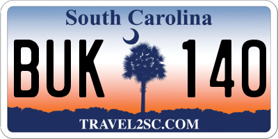 SC license plate BUK140