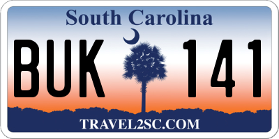 SC license plate BUK141