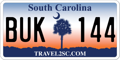 SC license plate BUK144