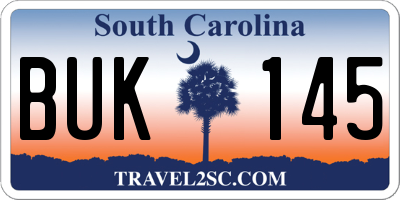 SC license plate BUK145