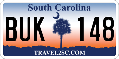 SC license plate BUK148