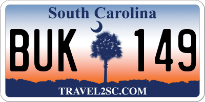 SC license plate BUK149