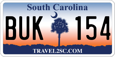 SC license plate BUK154