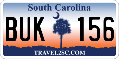 SC license plate BUK156