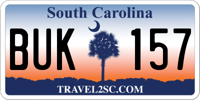 SC license plate BUK157