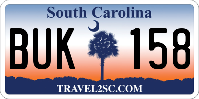 SC license plate BUK158