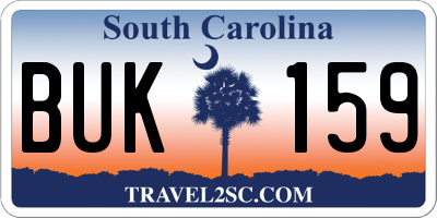 SC license plate BUK159