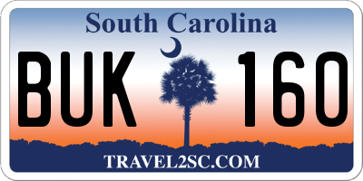 SC license plate BUK160