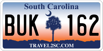 SC license plate BUK162