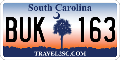 SC license plate BUK163