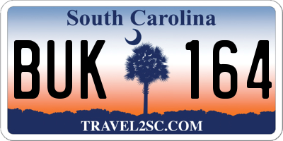 SC license plate BUK164