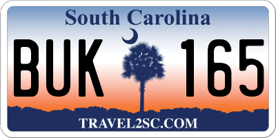 SC license plate BUK165