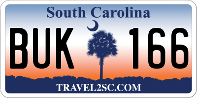 SC license plate BUK166