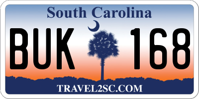 SC license plate BUK168