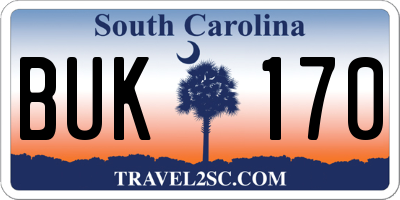 SC license plate BUK170