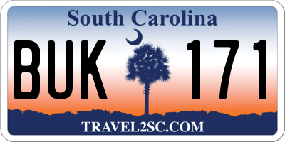 SC license plate BUK171