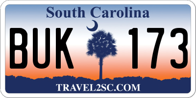 SC license plate BUK173